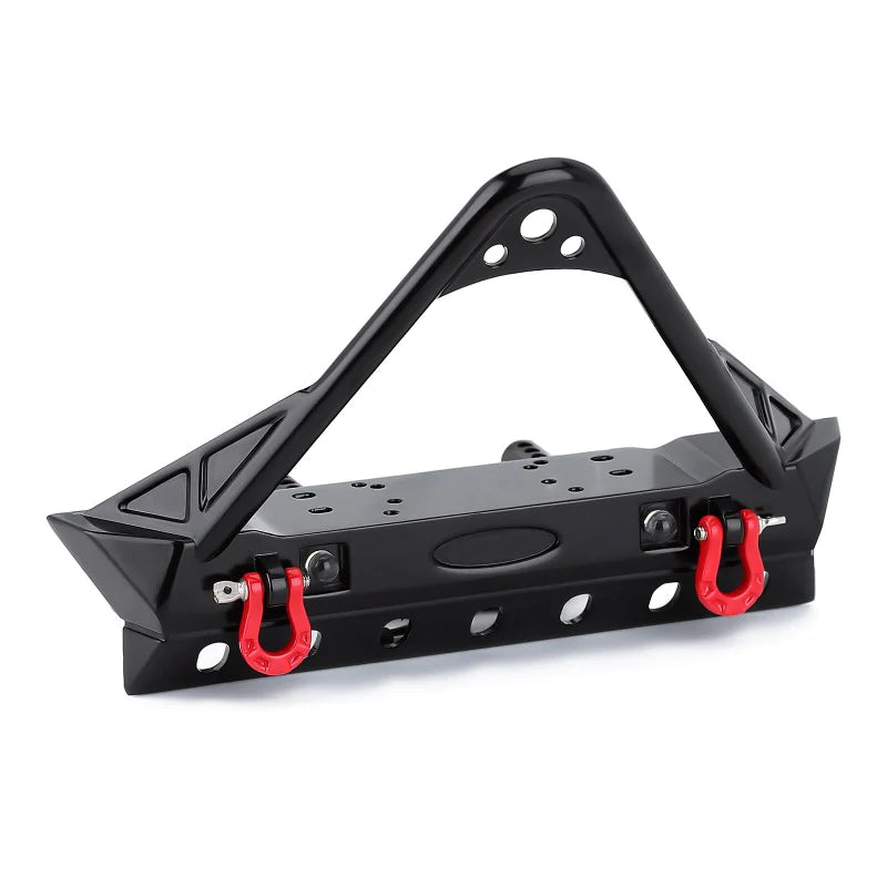 INJORA Black Metal Front Bumper With Lights For 1/10 RC Crawler - - INJORA