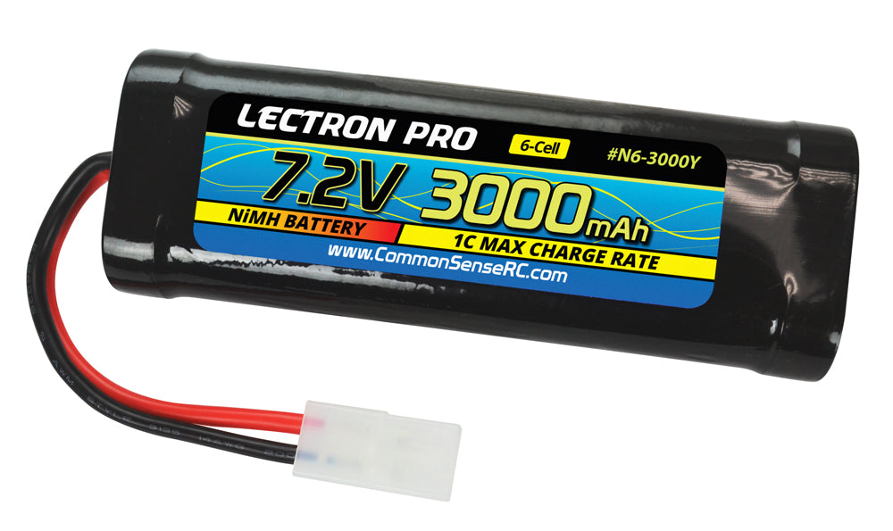 Lectron Pro NiMH 7.2V (6-cell) 3000mAh Flat Pack with Tamiya Connector - Battery - Common Sense RC
