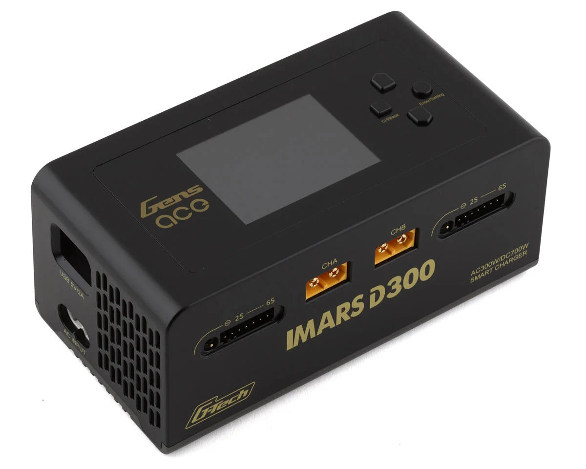 Gens Ace Imars D300 G-Tech Smart Dual AC/DC Charger (6S/16A) (Black) (AC-300W) (DC-350W x2) - stpatty - AMain Distributing