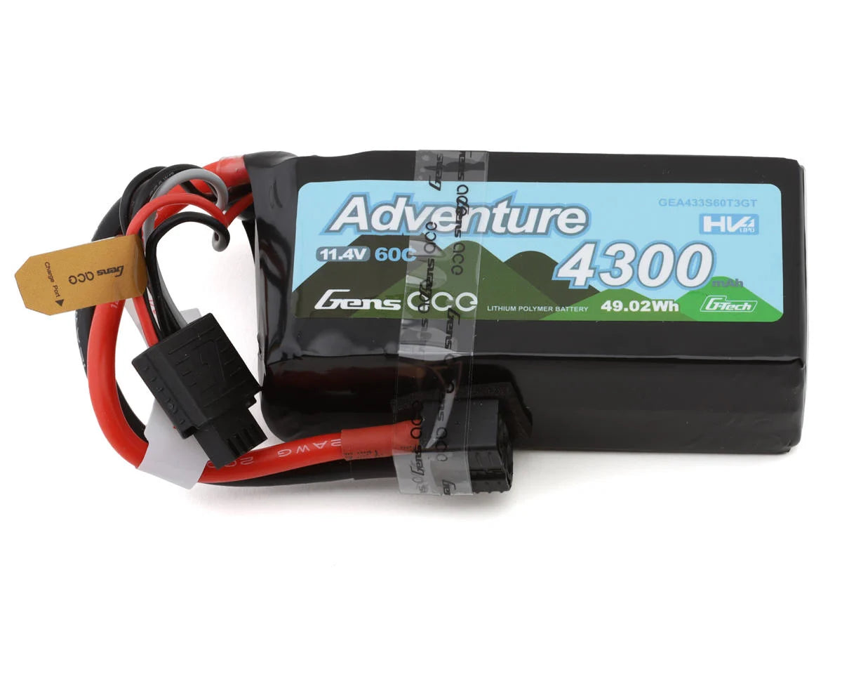 Gens Ace G-Tech Smart 3S LiHV Battery 60C (11.4V/4300mAh) w/Universal Connector - stpatty - AMain Distributing