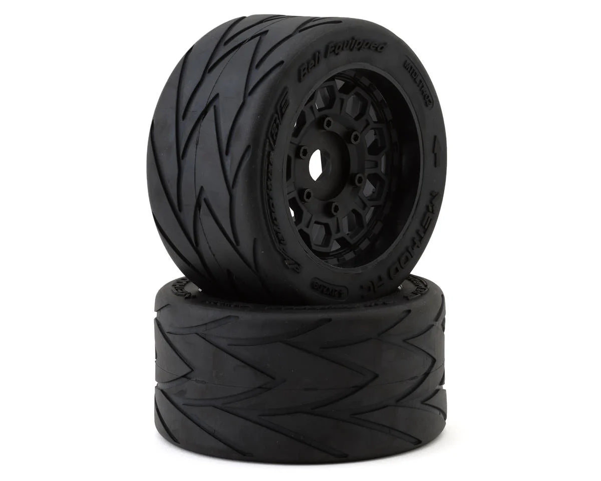 Method RC Velociter Belted Pre-Mount 1/7 On-Road Rear Tires (Black) (2) w/Hive 17mm Hex Wheels - - AMain Distributing