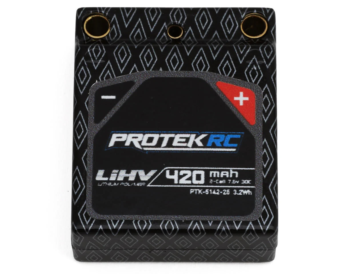 ProTek RC 2S 30C HV Hardcase LiPo Battery for Losi® Micro-B (7.6V/420mAh) w/Charge Lead & 3.5mm Bullets - - AMain Distributing