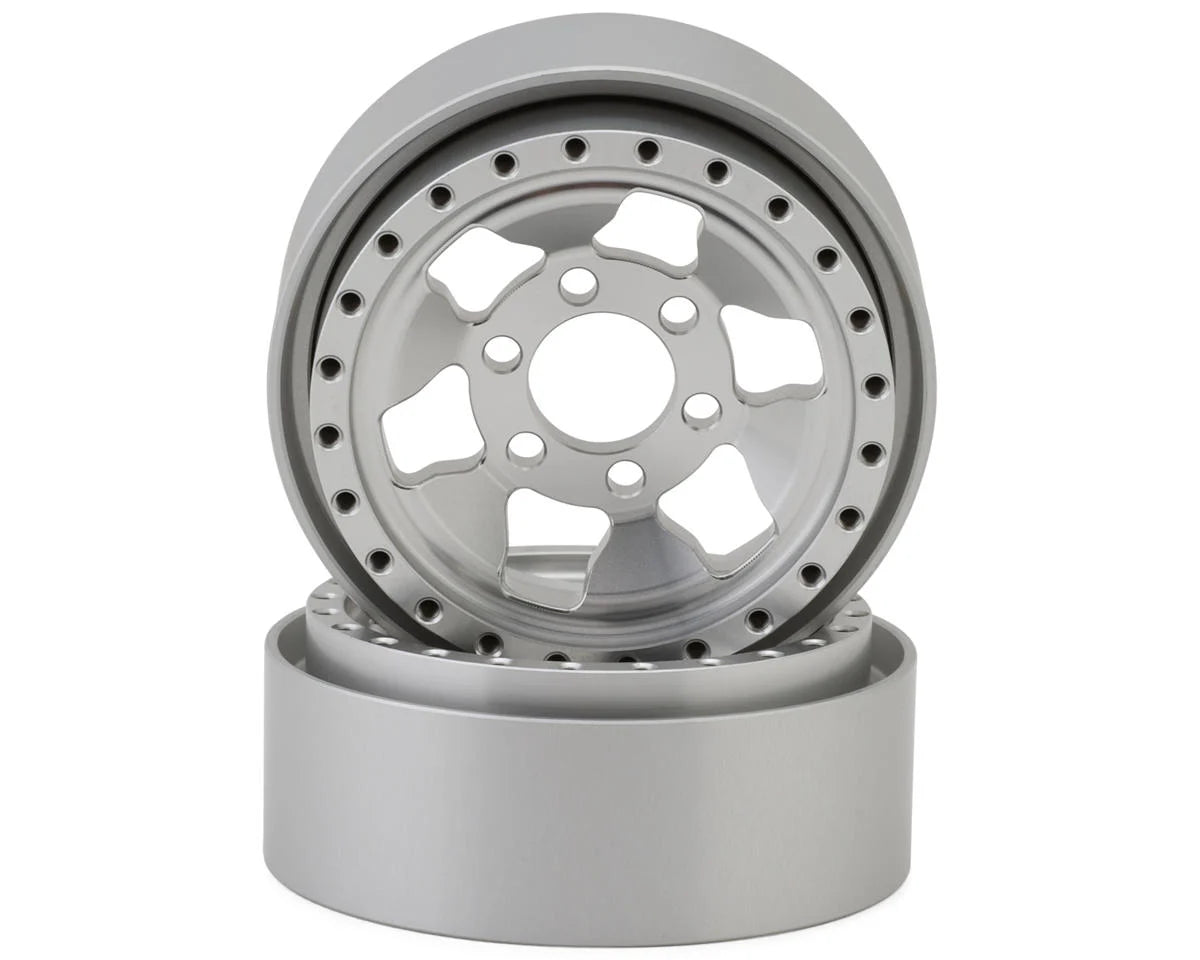 Reefs RC 1/10 Granite 1.9" Rock Crawler Beadlock Wheels w/Hubs & Rings (Silver) (2) - - Horizon Hobbies, Inc.