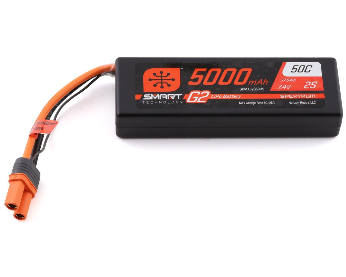 Spektrum RC 2S Smart LiPo 50C Hard Case Battery Pack (7.4V/5000mAh) w/IC5 Connector - stpatty - Horizon Hobbies, Inc.