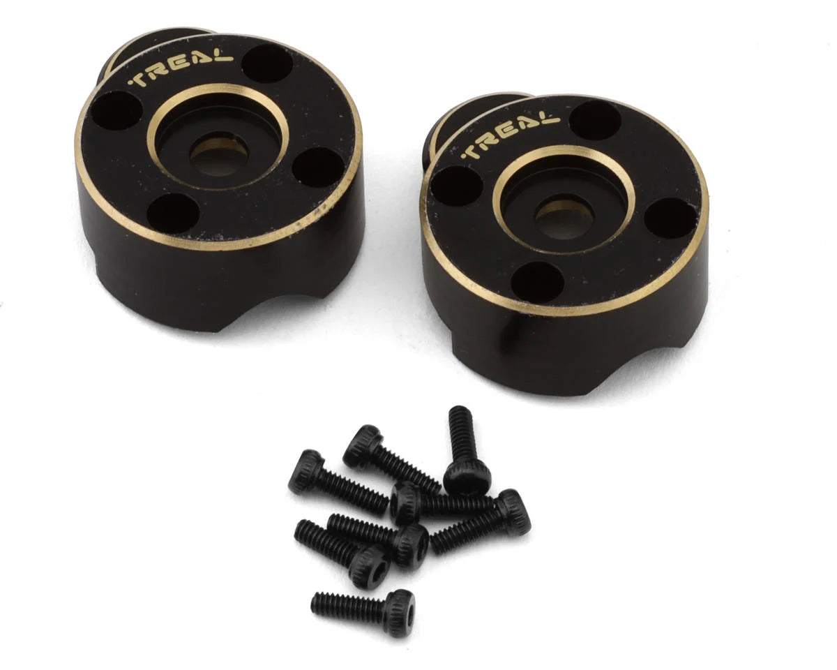 Treal Hobby FCX24 Brass Outer Portal Covers (Black) (2) (18g) - - AMain Distributing