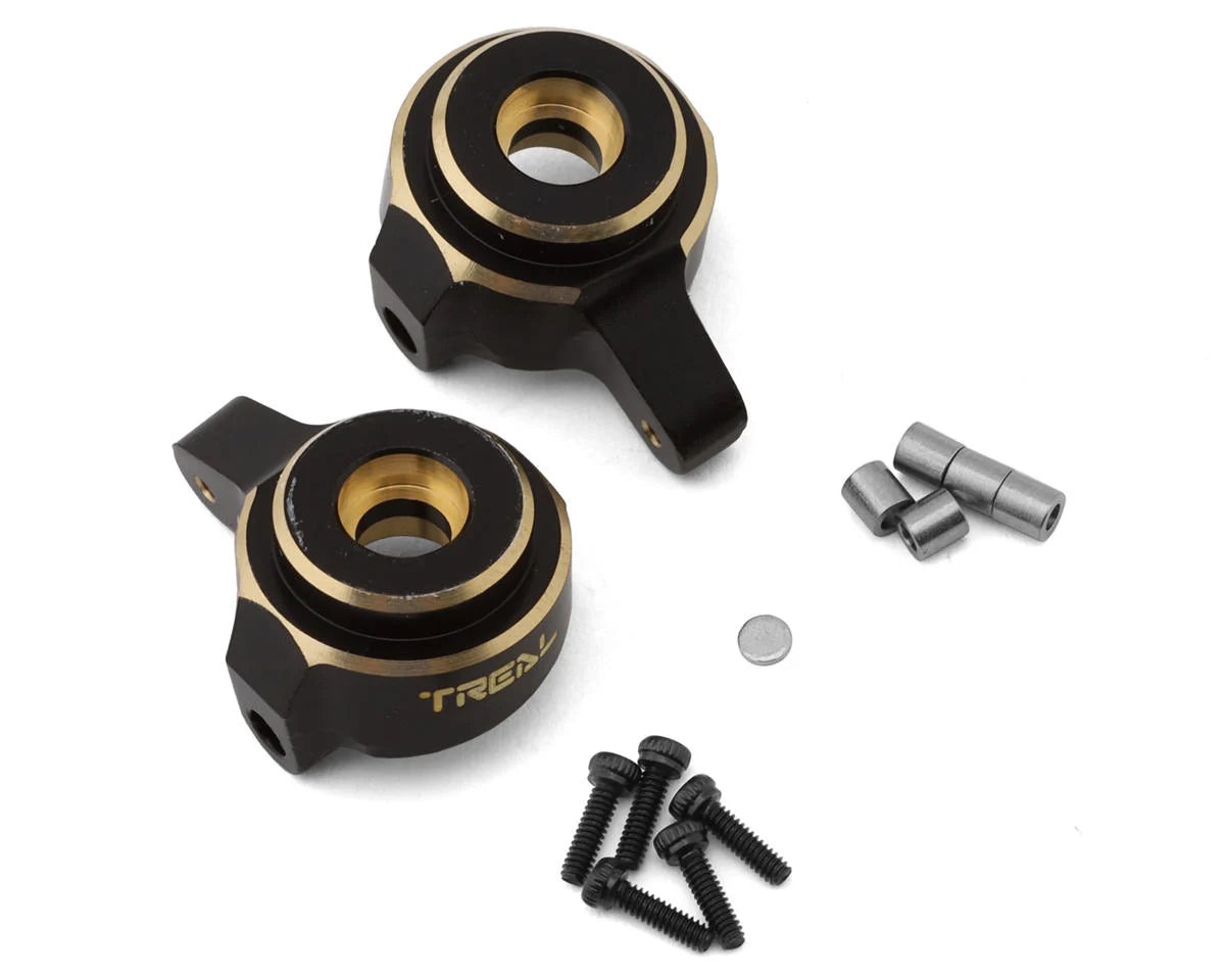 Treal Hobby Axial SCX24 Brass Front Steering Knuckles (Black) (2) (10g) - - AMain Distributing
