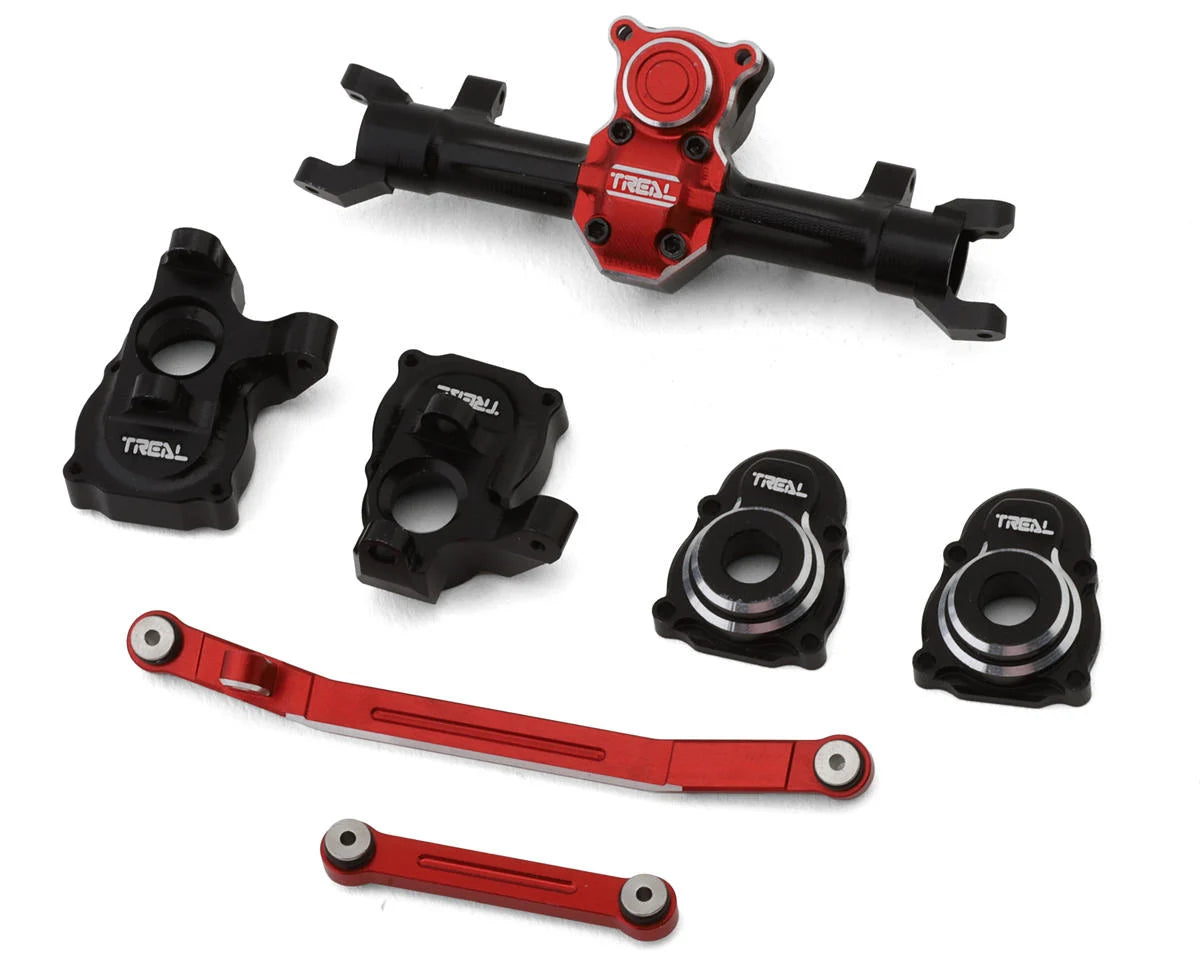 Treal Hobby Axial SCX24 Front Portal Axle Upgrade Kit (Black/Red) - - AMain Distributing