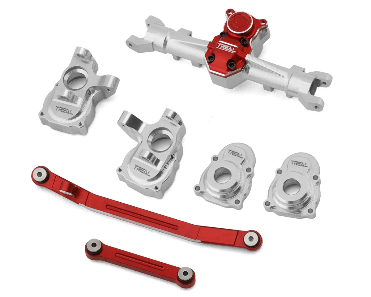 Treal Hobby Axial SCX24 Front End Upgrade Kit (Silver/Red) - - AMain Distributing