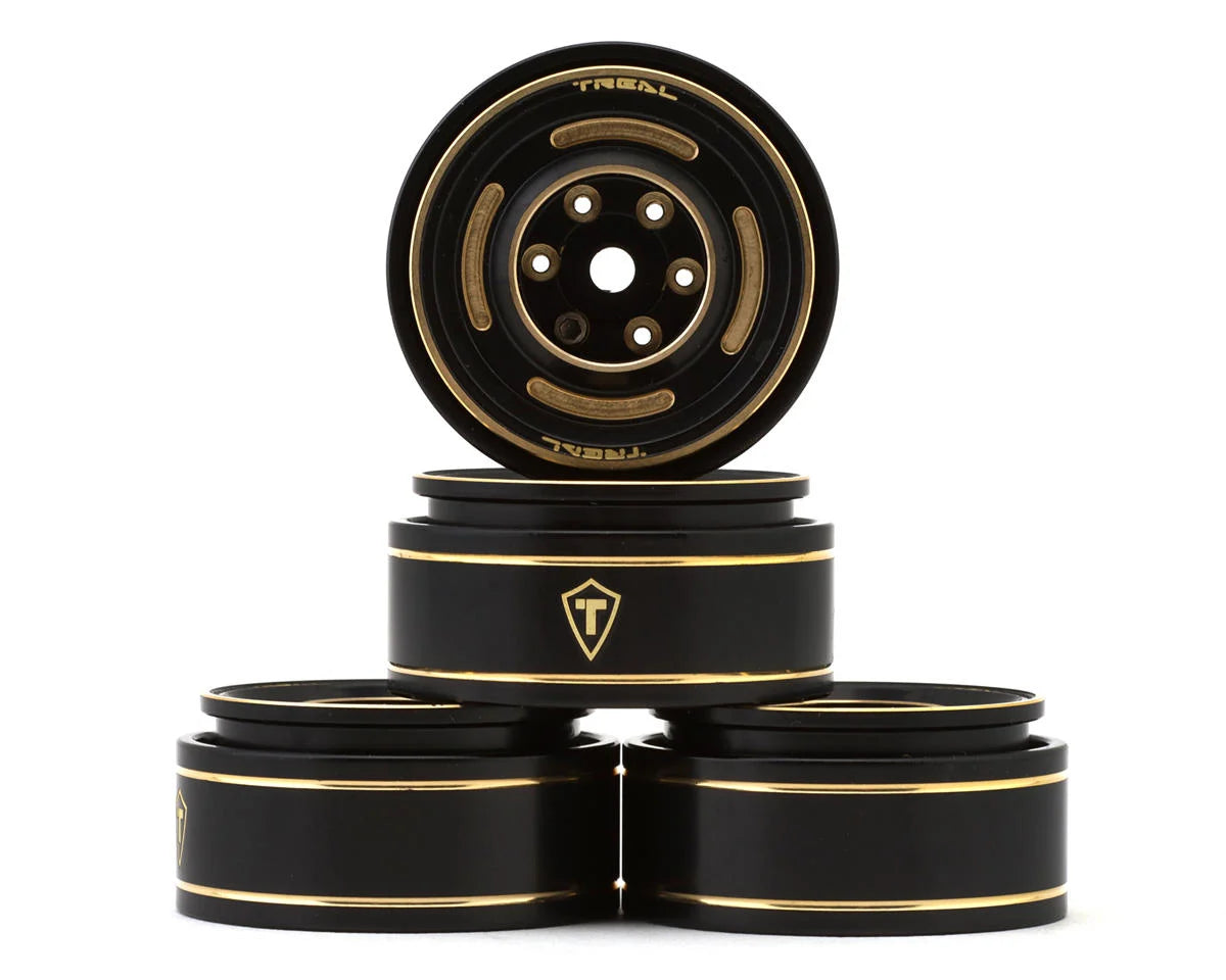 Treal Hobby Type C 1.0" 4-Slot Brass Beadlock Wheels (Bronze) (4) (50g) - stpatty - AMain Distributing