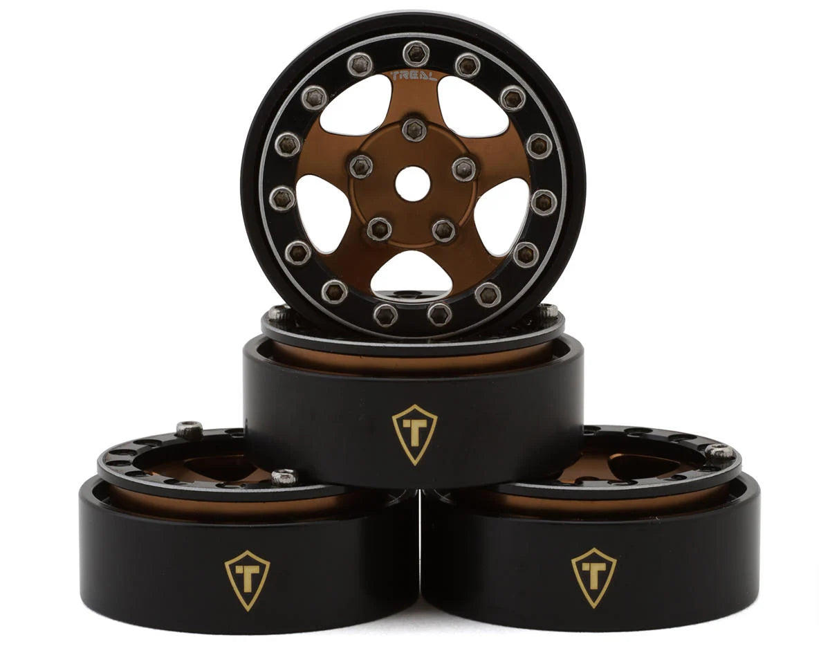 Treal Hobby Classic 5-Star 1.0" Beadlock Wheels (Black/Bronze) (4) (22.4g) - stpatty - AMain Distributing