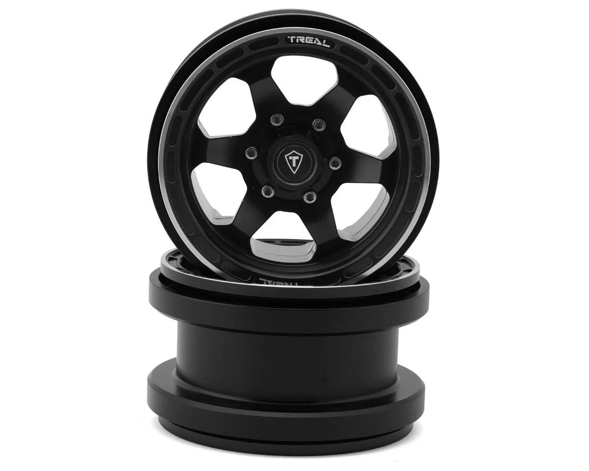 Treal Hobby Type A 2.9" 6-Spoke Slotted Beadlock Aluminum Wheels (2) (256g) - - AMain Distributing