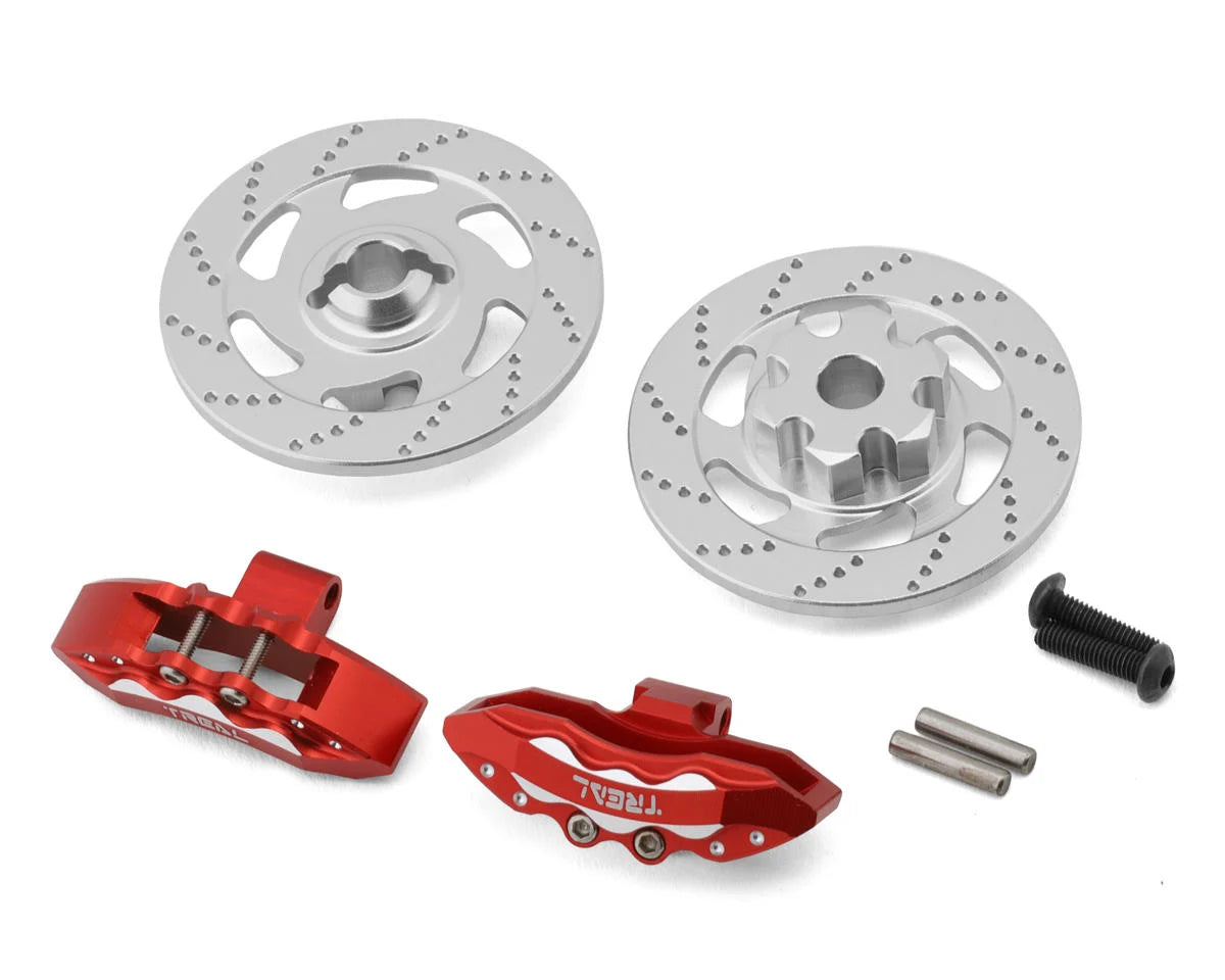 Treal Hobby Aluminum Disc Brake Hex Hub Set for Traxxas® UDR® (Red) (2) (17mm) w/Calipers - - AMain Distributing