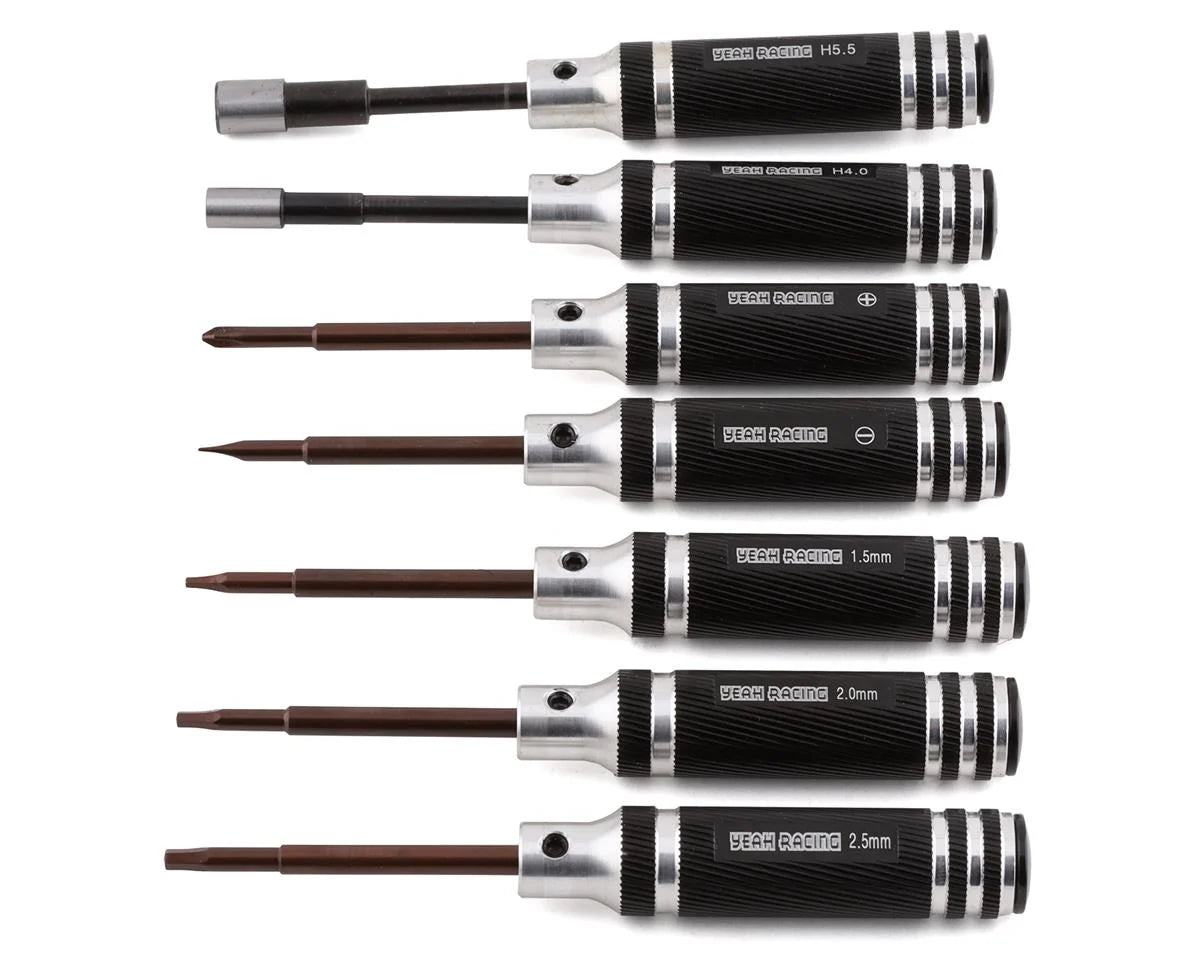 Yeah Racing Aluminum Mini Wrench Tool Set w/Tool Bag (Black) (7) - - AMain Distributing