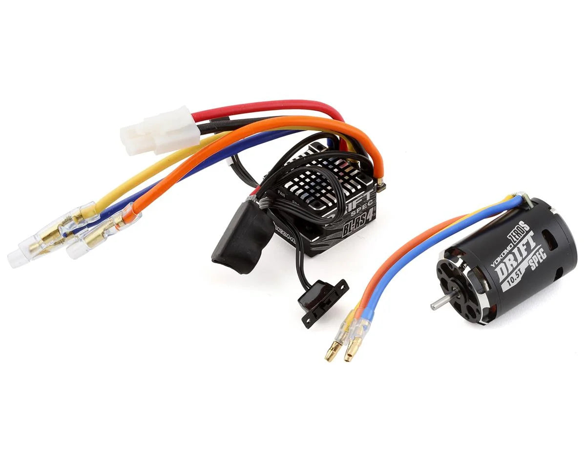 Yokomo BL-RS4 Drift Spec Sensored Brushless ESC/Zero S Drift Spec Motor Combo (10.5T) (Black) - - AMain Distributing