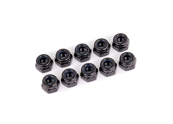 Traxxas Nuts, 4mm nylon locking, black (10) - Parts - Traxxas