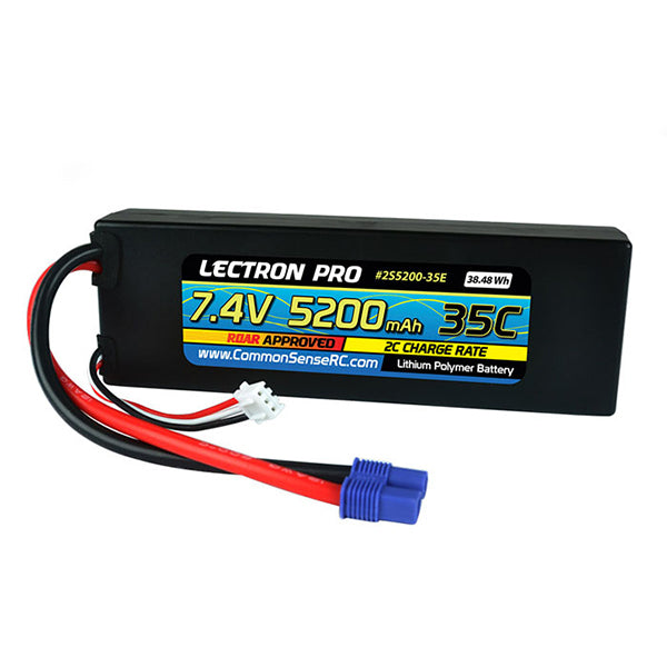 Common Sense RC Lectron Pro 2S 35C LiPo Battery w/EC3 (7.4V/5200mAh) - Remote Control Toys - Common Sense RC