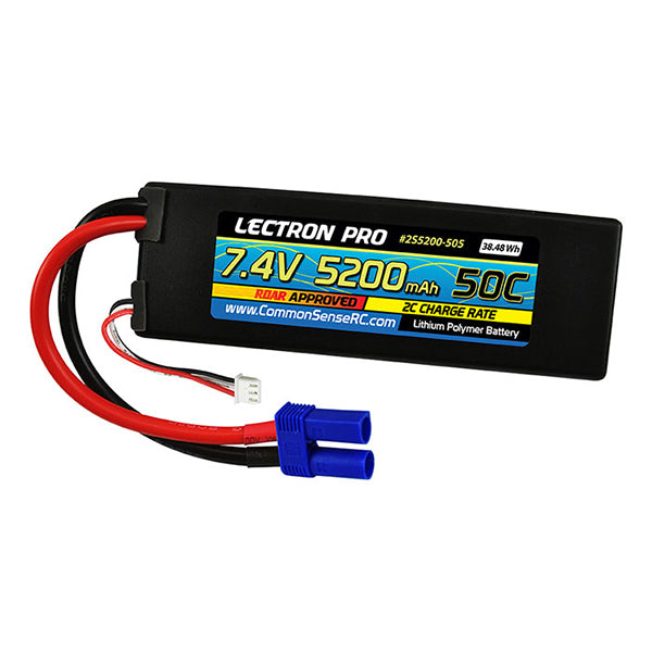 Common Sense RC Lectron Pro 7.4V 5200mAh 50C Lipo Battery with EC5 Connector - Remote Control Toys - Common Sense RC