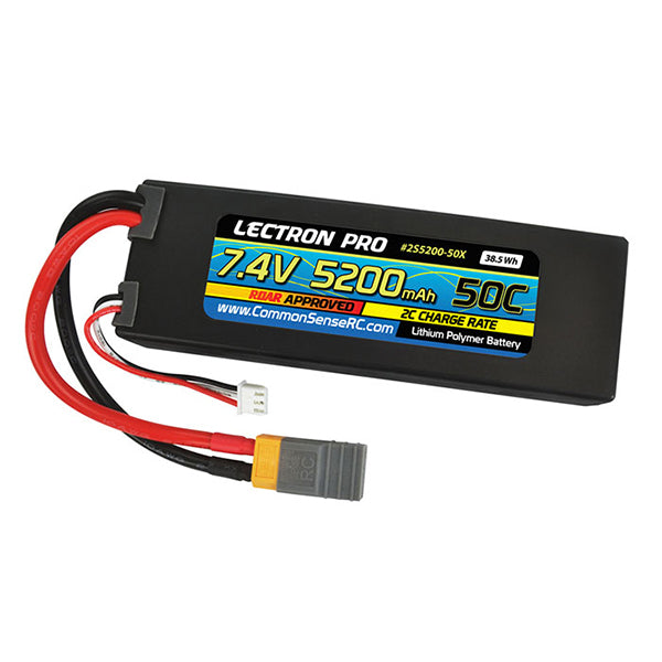 Common Sense RC Lectron Pro 7.4V 5200mAh 50C Lipo Battery with XT60 Connector CSRC adapter for XT60 TO TRAXXAS - Remote Control Toys - Common Sense RC