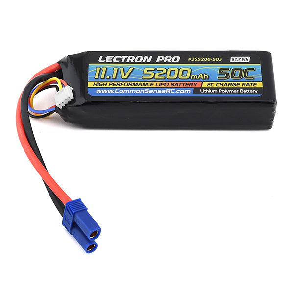 Common Sense RC Lectron Pro 11.1V 5200mAh 50C Lipo Battery with EC5 Connector - Remote Control Toys - Common Sense RC