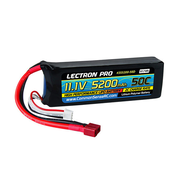 Common Sense RC Lectron Pro 11.1V 5200mAh 50C Lipo Battery with Deans-Type Connector - Remote Control Toys - Common Sense RC