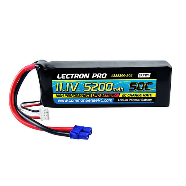 Common Sense RC Lectron Pro 11.1V 5200mAh 50C Lipo Battery with EC3 Connector - Remote Control Toys - Common Sense RC