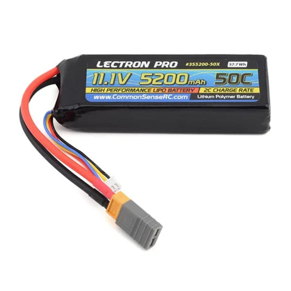 Common Sense RC Lectron Pro 11.1V 5200mAh 50C Lipo Battery with XT60 Connector + CSRC adapter for XT60 batteries - Remote Control Toys - Common Sense RC