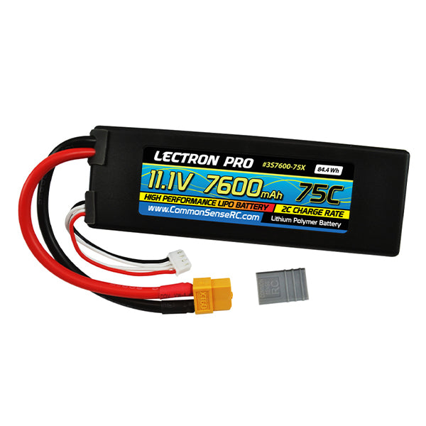 Common Sense RC Lectron Pro 11.1V 7600mAh 75C Lipo Battery with XT60 Connector + CSRC adapter for XT60 - Remote Control Toys - Common Sense RC