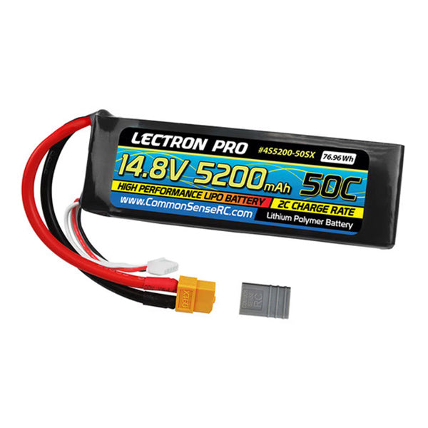 Common Sense RC Lectron Pro 14.8V 5200mAh 50C Lipo Battery Soft Pack with XT60 Connector + CSRC adapter for XT60 - Remote Control Toys - Common Sense RC