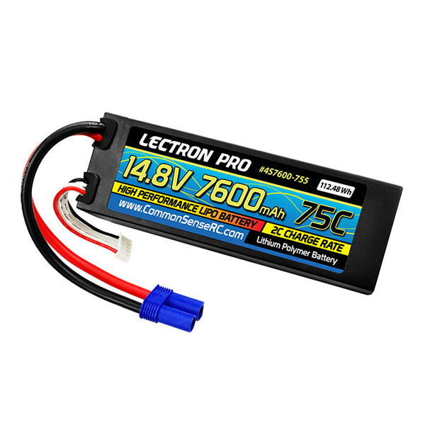 Common Sense RC Lectron Pro 14.8V 7600mAh 75C Hard Case Lipo Battery with EC5 Connector - Remote Control Toys - Common Sense RC