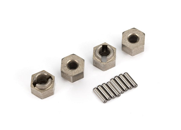 TRAXXAS Wheel hubs, 7mm hex (steel) (4)/ axle pins (8) - - Traxxas