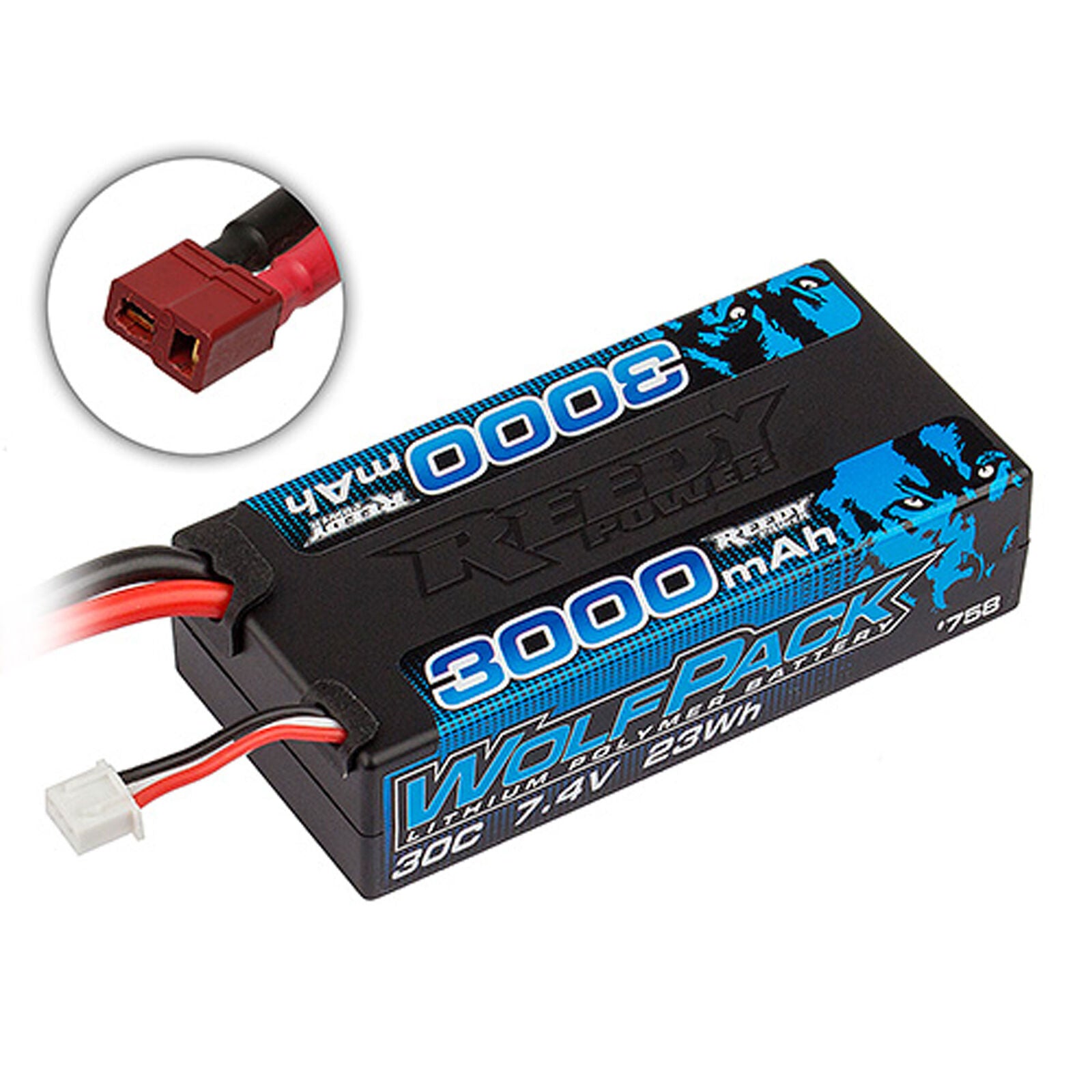 Reedy WolfPack LiPo 3000mAh 30C 7.4V Shorty, with T-plug - Battery - Associated Electrics INC