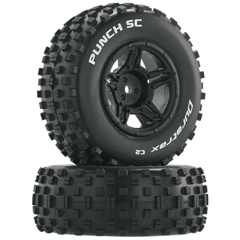 DuraTrax Punch SC 1/10 Mounted Slash Rear Truck Tires (Black) (2) (C2) - Remote Control Toys - Horizon Hobbies, Inc.
