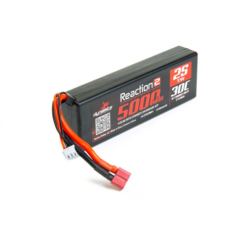 Dynamite Reaction 2 2S Hard Case 30C Li-Poly Battery Pack (7.4V/5000mAh) w/Deans Connector - Remote Control Toys - Horizon Hobbies, Inc.
