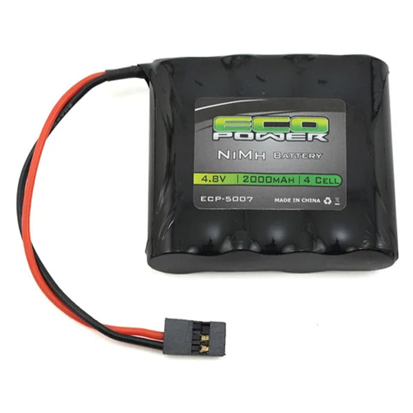EcoPower 4-Cell NiMH AA SBS-Flat Receiver Battery w/Rx Connector (4.8V/2000mAh) - Battery - AMain Distributing