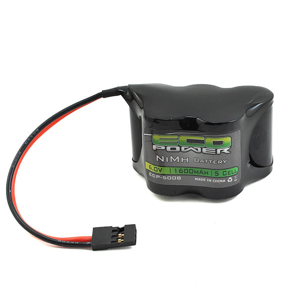 EcoPower 5-Cell NiMH 2/3A Hump Receiver Battery Pack (6.0V/1600mAh) - Remote Control Toys - AMain Distributing