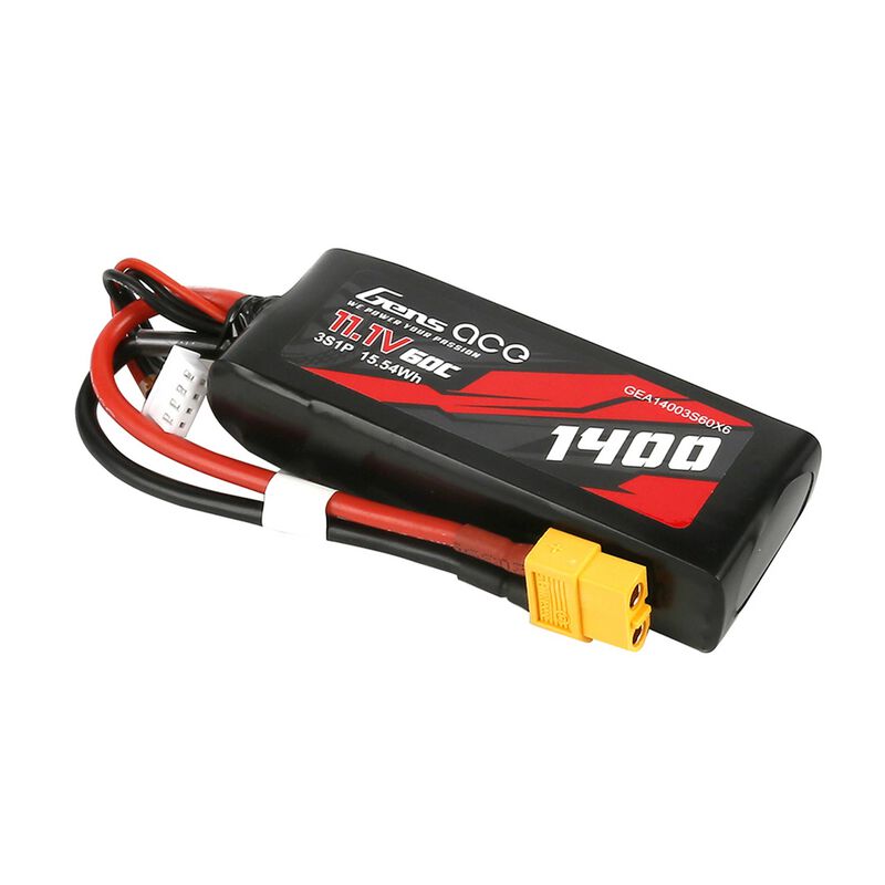 Gens Ace 3s LiPo Battery 60C (11.1V/1400mAh) w/XT-60 Connector - Battery - Horizon Hobbies, Inc.