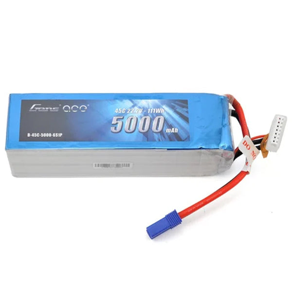 Gens Ace 6s LiPo Battery 45C (22.2V/5000mAh) w/EC5 Connector - Battery - AMain Distributing