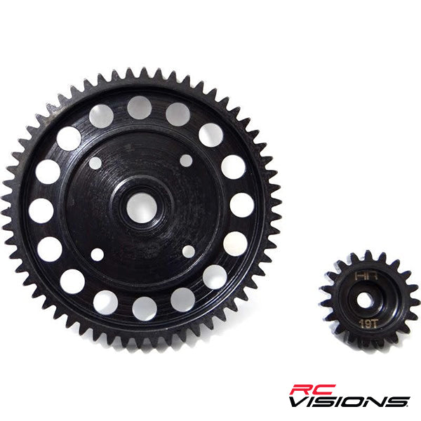 Hot Racing - Hardened Steel Spur & Pinion Gear Set (58 Tooth/19Tooth Stock) - Parts - HRP Distributing, Inc.