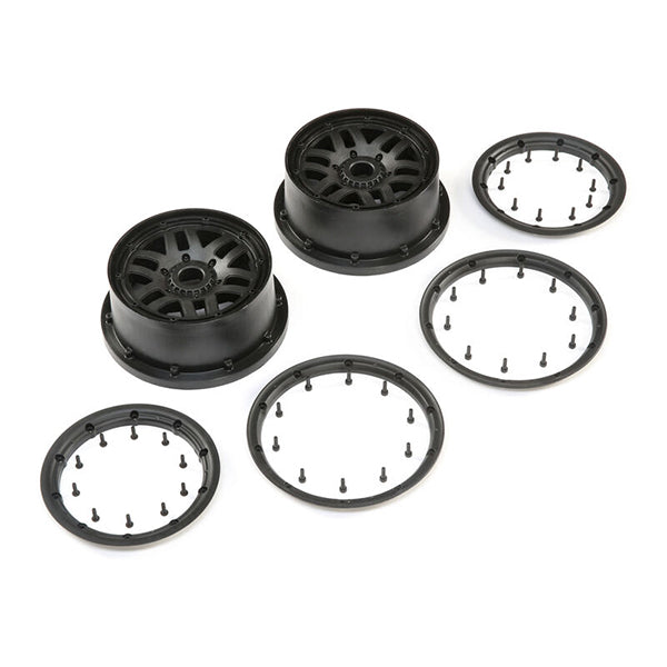Losi 1/5 Front/Rear 4.75 Wheel and Beadlock Set, 24mm Hex, Black (2): 5ive-T 2.0 - Plane - Horizon Hobbies, Inc.