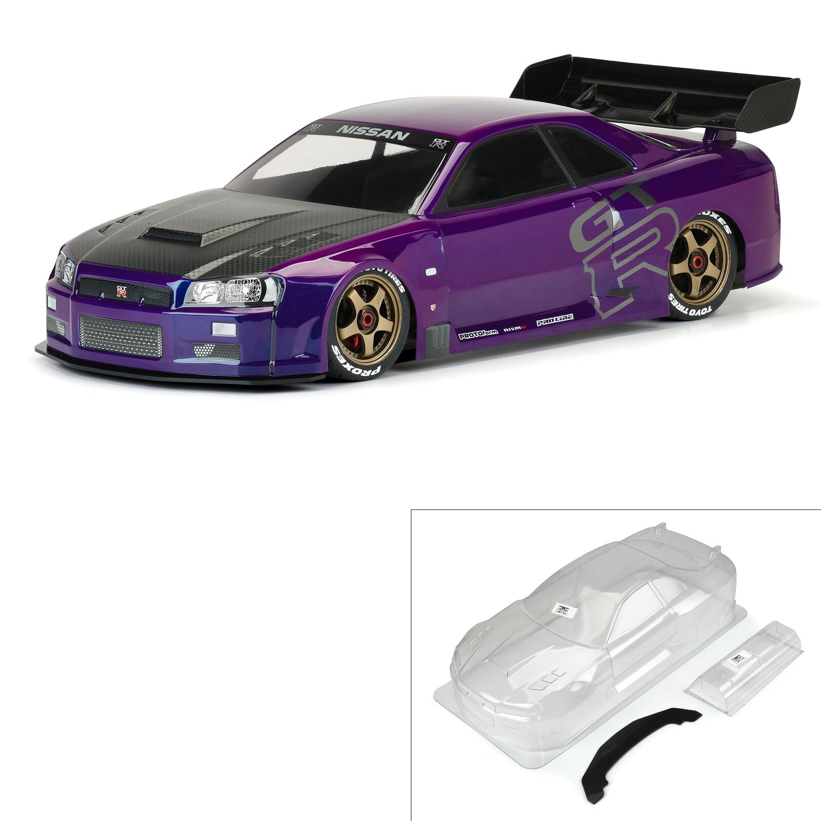 Protoform 1/7 2002 Nissan Skyline GT-R R34 Clear Body: ARRMA Infraction 6S - Body - Horizon Hobbies, Inc.