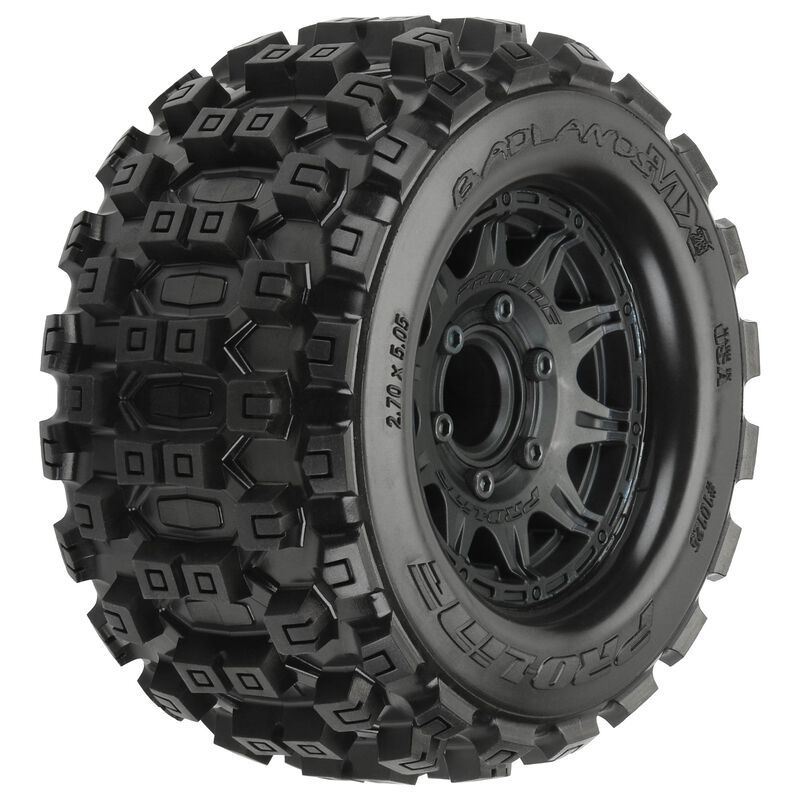 Pro-Line Badlands MX28 2.8" Pre-Mounted Tires w/Raid 6x30 Wheels (2) (M2) (Black) w/Removable Hex - Remote Control Toys - Horizon Hobbies, Inc.