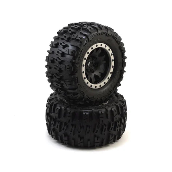 Pro-Line X-Maxx Trencher Pro-Loc Pre-Mounted All Terrain Tires (MX43) w/Impulse Pro-Loc Wheels (Black) (2) - Remote Control Toys - Horizon Hobbies, Inc.
