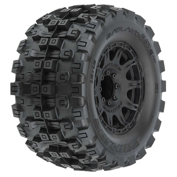 Pro-Line Badlands MX38 HP Belted 3.8" Pre-Mounted Truck Tires (2) (Black) (M2) w/Raid Wheels - Remote Control Toys - Horizon Hobbies, Inc.