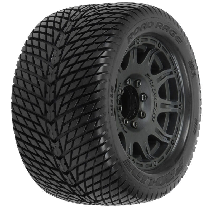Pro-Line Road Rage MX38 3.8" Tire w/Raid 8x32 Wheels (2) (Black) (M2) w/Removable Hex - Remote Control Toys - Horizon Hobbies, Inc.