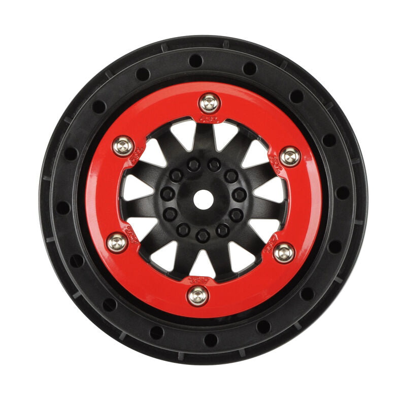 Pro-Line ProTrac F-11 Bead-Loc Short Course Wheels (Black/Red) (2) w/12mm Hex (2WD Slash) - Wheel/Tires - Horizon Hobbies, Inc.