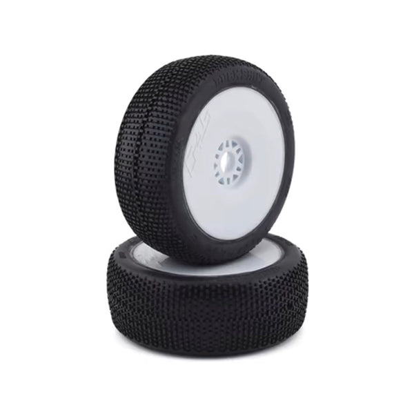 Pro-Line Buck Shot Pre-Mounted 1/8 Buggy Tires (White) (2) (M3) w/Velocity V2 Wheel - Wheel/Tires - Horizon Hobbies, Inc.