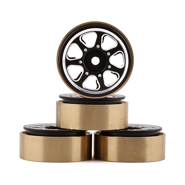 Samix SCX24 Aluminum & Brass 1.0" Beadlock Wheel Set (Black) (4) - Wheel/Tires - AMain Distributing
