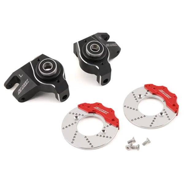 Samix SCX-6 7075 Aluminum Steering Knuckle Set w/Brake Rotor (Black) - Parts - AMain Distributing