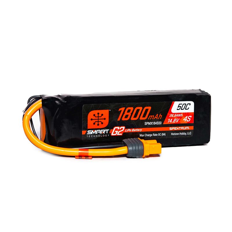 Spektrum RC 14.8V 1800mAh 4S 50C Smart G2 LiPo Battery: IC3 - Battery - Horizon Hobbies, Inc.
