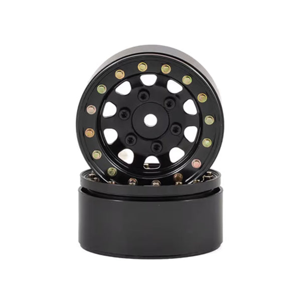 SSD RC D Hole 1.55" Steel Beadlock Crawler Wheels (Black) (2) - Wheels - AMain Distributing